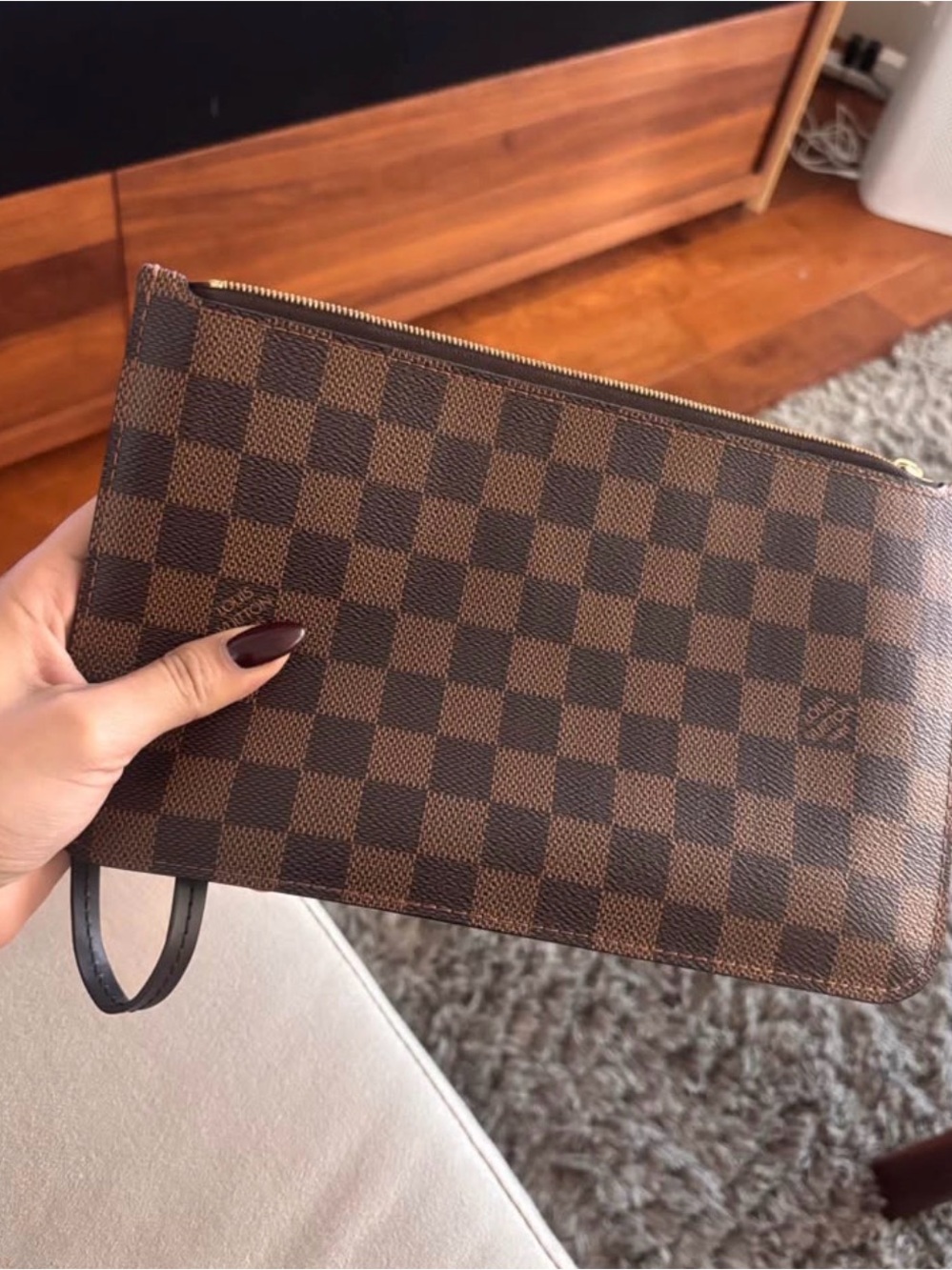 Louis Vuitton Brown Neverfull Wristlet Clutch